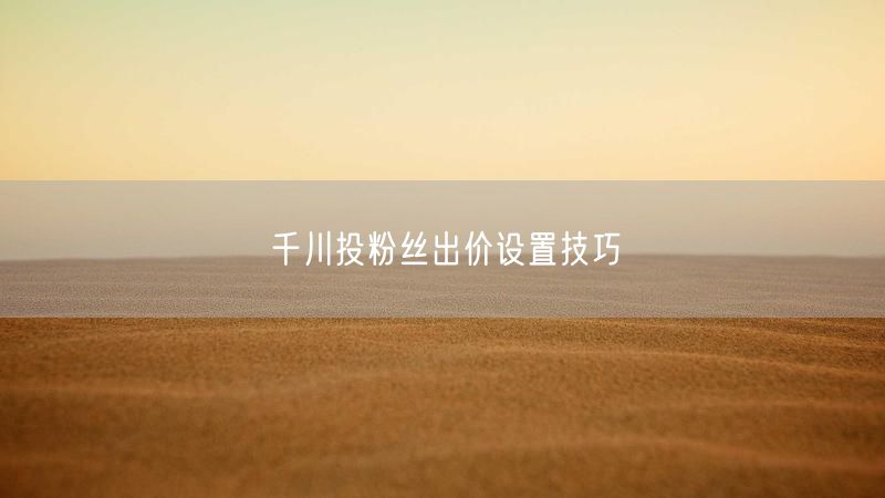 千川投粉丝出价设置技巧