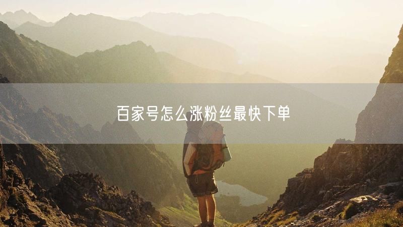 百家号怎么涨粉丝最快下单